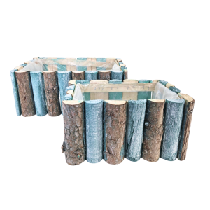 MIRATRADE SET 2 PZ.  RETTANGOLARE FENCY 30X20 - 22X14 CM naturale-azzurro (Cod. 40216-02)