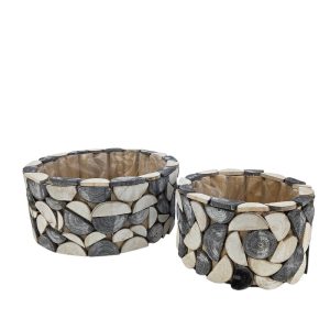 MIRATRADE SET 2 CESTI D28 H12,5-D21 H11,5 grigio-bianco (Cod. 42089-01)