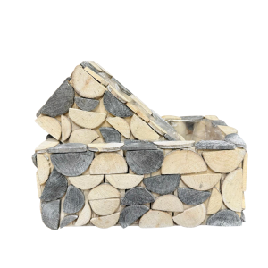 MIRATRADE SET 2 CESTO MOSAICO 28,5X18 H12 - 23X13 H11  grigio-bianco (Cod. 42090-01)