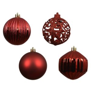 BOX 16 PZ. PALLINE DI NATALE MISTE D8 CM rosso (Cod. 42528-02)