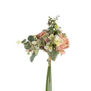 MAZZO DI ROSE, ORTENSIE E EUCALIPTO rosa (Cod. 42553-02)