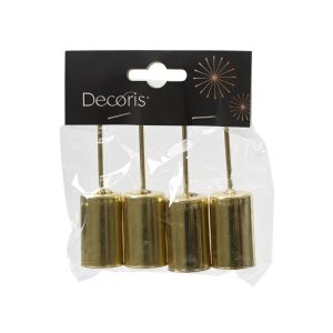 SET 4 PZ. PORTACANDELE IN FERRO CON PERNO oro (Cod. 42529-01)