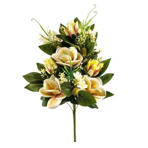 MAZZO FRONTALE MAGNOLIA X9 3 FIORI 3 BOCCIOLI verde (Cod. 42599-01)