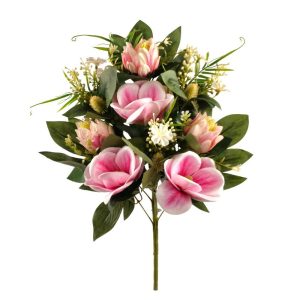 MAZZO FRONTALE MAGNOLIA X9 3 FIORI 3 BOCCIOLI rosa (Cod. 42599-02)