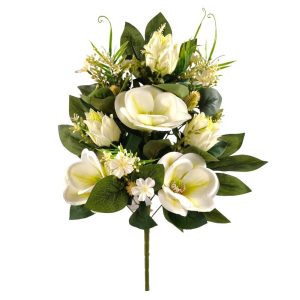 MAZZO FRONTALE MAGNOLIA X9 3 FIORI 3 BOCCIOLI crema (Cod. 42599-03)