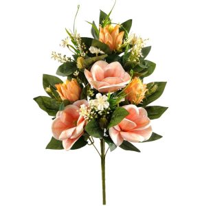 MAZZO FRONTALE MAGNOLIA X9 3 FIORI 3 BOCCIOLI salmone (Cod. 42599-04)