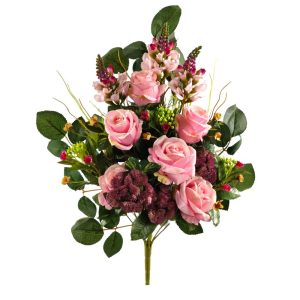 MAZZO FRONTALE ROSE E ORNITOGALLIUM  rosa (Cod. 42598-01)