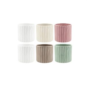 SET 6 VASI CERAMICA RIGATI D13,5 H12,5 / D.INT12 CM colori-assortiti (Cod. 42550-01)