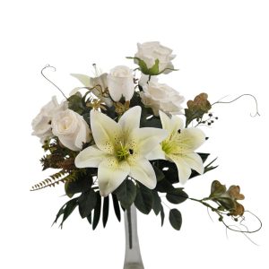 MIRATRADE MAZZO ROTONDO 14 FIORI MISTI H53 CM bianco (Cod. 42145-01)