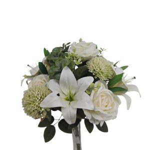 MIRATRADE MAZZO ROTONDO 15 FIORI MISTI H53 CM bianco (Cod. 42146-01)