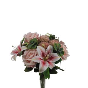 MIRATRADE MAZZO ROTONDO 15 FIORI MISTI H53 CM salmone (Cod. 42146-02)