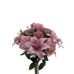 MIRATRADE MAZZO ROTONDO 15 FIORI MISTI H53 CM rosa (Cod. 42146-03)