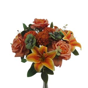 MIRATRADE MAZZO ROTONDO 15 FIORI MISTI H53 CM arancione (Cod. 42146-05)