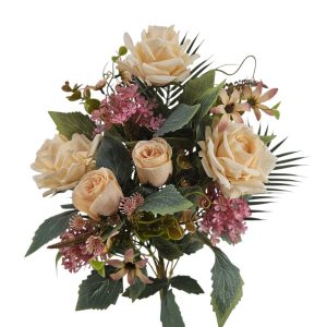 MIRATRADE MAZZO FRONTALE 11 FIORI MISTI H53 CM crema (Cod. 42154-02)
