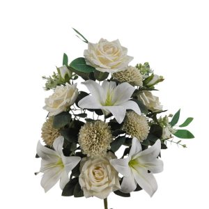 MIRATRADE MAZZO FRONTALE 15 FIORI MISTI H53 CM bianco (Cod. 42155-01)