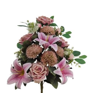 MIRATRADE MAZZO FRONTALE 15 FIORI MISTI H53 CM rosa-chiaro (Cod. 42155-02)