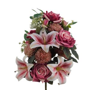 MIRATRADE MAZZO FRONTALE 15 FIORI MISTI H53 CM rosa (Cod. 42155-03)