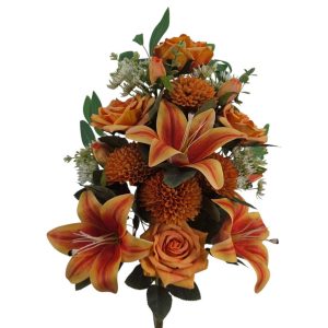 MIRATRADE MAZZO FRONTALE 15 FIORI MISTI H53 CM arancione (Cod. 42155-05)