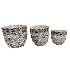 MIRATRADE SET 3 CESTI D26 H15-D22 H13-D17 H10 CM marrone-sbiancato (Cod. 42088-01)