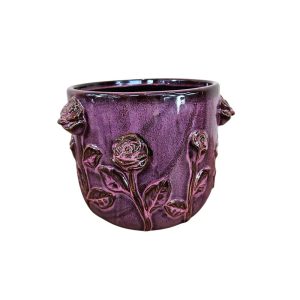 MIRATRADE VASO CON FIORI CERAMICA D22 H16,5 CM fucsia-viola (Cod. 42050-01)