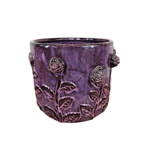 MIRATRADE VASO CON FIORI CERAMICA D28 H20,5 CM fucsia-viola (Cod. 42051-01)
