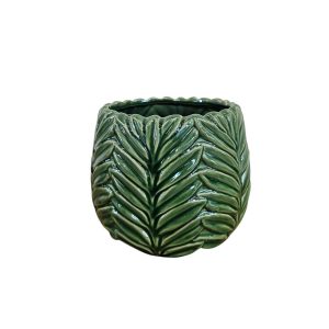 MIRATRADE VASO RILIEVO FOGLIE CERAMICA D15,5 H13,5 CM verde (Cod. 42053-01)