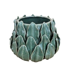 MIRATRADE VASO FOGLIE CERAMICA D26 H19 CM verde (Cod. 42058-01)