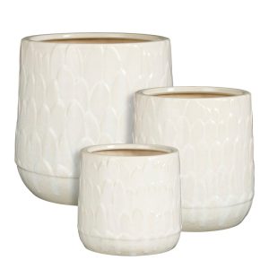 SET 3 VASI RUBEN H16 D17-H24,5 D23-H30 D31,5 CM bianco (Cod. 42717-01)