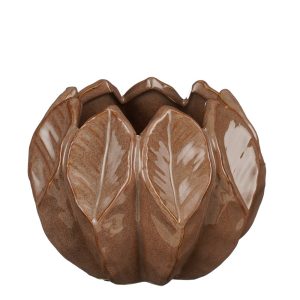 VASO ROTONDO FOGLIE D16 H13 CM marrone (Cod. 42722-01)
