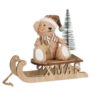 ORSETTO SU SLITTA H16,5 CM beige (Cod. 42734-02)