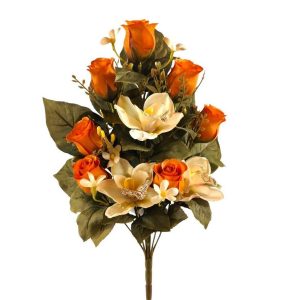MAZZO ROSE, CYMBIDIUM X10 CON 7 BOCCIOLI arancione (Cod. 42670-01)
