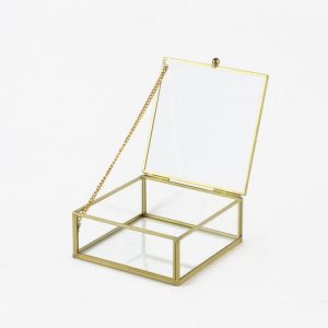 COFANETTO ESAGONALE VETRO/METALLO 12,2X12,2 H5,2 CM (Cod. 42664-01)