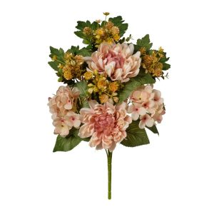 MAZZO FRONTALE DALIE E ORTENSIE H55 CM beige (Cod. 42802-01)