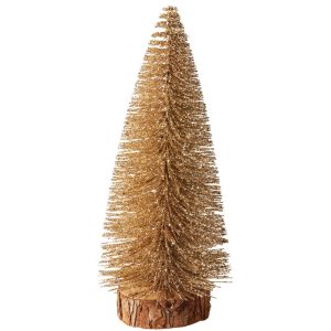 ALBERO DI NATALE CON BASE DI LEGNO 25CM oro (Cod. 42761-01)