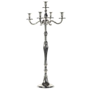 CANDELABRO ALLUMINIO 5 FIAMME H60 CM VB. nichel (Cod. 33118-01)