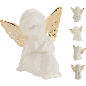 1 PZ ANGELO DI PORCELLANA SEDUTO 9X8X9 CM soggetto-casuale (Cod. 42693-01)