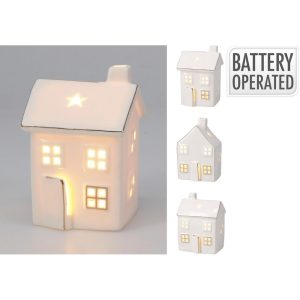 1 PZ CASA DI PORCELLANA LED 8X11 CM forma-casuale (Cod. 42691-01)