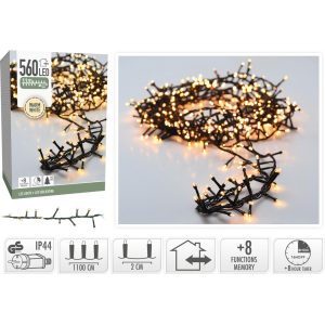 FILO LUCI 560 LED 11MT CON 8 FUNZIONI CON TIMER 8 ORE luce-calda-bianco---outdoor-e- (Cod. 42769-01)