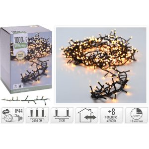 FILO LUCI 1000 LED 20MT 8 FUNZIONI CON TIMER 8 ORE luce-calda-bianco---outdoor-e- (Cod. 42770-01)