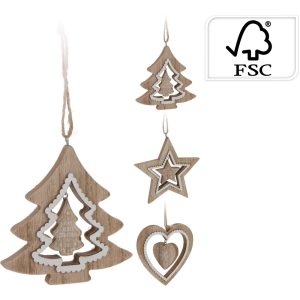 1 PZ. DECORO NATALIZIO DI LEGNO 11CM forma-casuale (Cod. 42779-01)