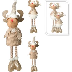 1 PZ. RENNA CON ZAMPE ALLUNGABILI 49CM crema (Cod. 42782-02)