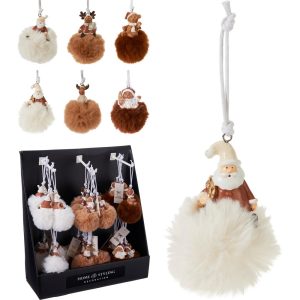 1 PZ. PENDENTE NATALE POMPON 7CM soggetto-casuale (Cod. 42785-01)