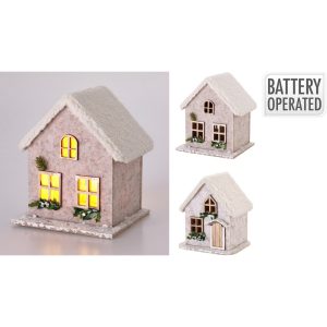 1 PZ. CASA FELTRO LED 17X14X20CM soggetto-casuale---bianco-beig (Cod. 42787-01)